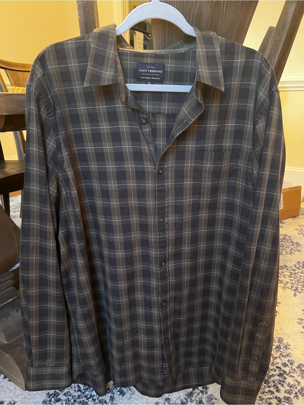 Lucky Brand Men's Plaid Button-Down Shirt - Brown/Olive/Gray